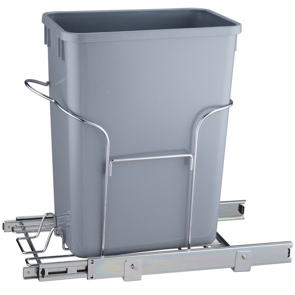 VEVOR Pull-Out Trash Can, 29L Single Bin, Under Mount Kitchen Waste Container with Slide and Handle, 110 lbs Load Capacity Heavy Duty Garbage Recycling Bin for Kitchen Cabinet, Sink, Under Counter