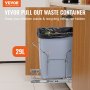 VEVOR Single Pullout Waste Container Kitchen Trash Can 29L with Handle Grey