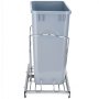 VEVOR pull-out trash can with grey bin, chrome sliding frame, and plastic container. ideal for kitchens.