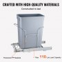 VEVOR pull-out trash can with 110 lbs load capacity, thickened pp material, and sturdy metal frame.