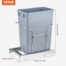 VEVOR Single Pullout Waste Container Kitchen Trash Can 29L with Handle Grey