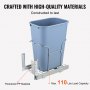 VEVOR Single Pullout Waste Container Kitchen Trash Can 35L with Handle Grey
