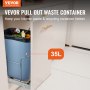 VEVOR pull-out trash can, 35l capacity fits under kitchen cabinet, keeping waste and recycling hidden.