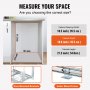 measure your space guide for VEVOR pull-out trash can with cabinet dimensions and installation details.