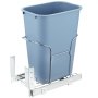 VEVOR pull-out trash can with blue container and chrome pull-out frame mechanism.