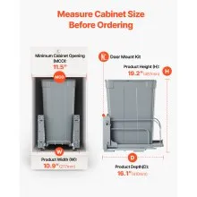35QT Pullout Waste Container Under Cabinet Kitchen Bin Trash Can Soft Close