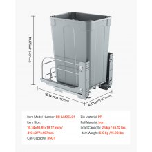35QT Pullout Waste Container Under Cabinet Kitchen Bin Trash Can Soft Close