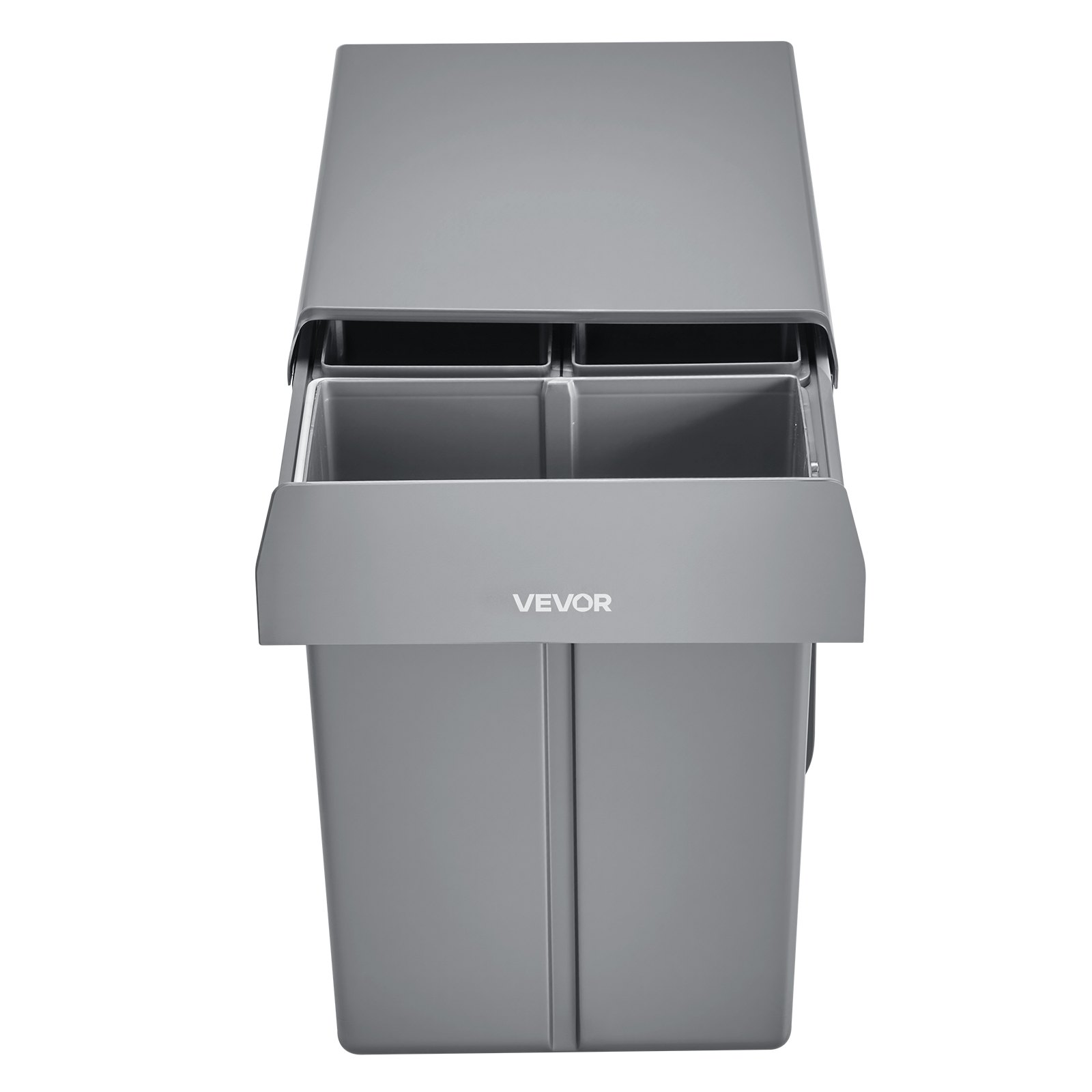 VEVOR Pullout Trash Can for Kitchen Cabinets, 20+10+10L Double Under Sink Garbage Waste Recycling Bin, Under Mount Waste Container, with Heavy Duty Metal Full Extension Sliding System and Handle