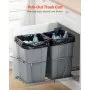 Double 27QTx2 Pullout Waste Container Under Cabinet Kitchen Bin Trash Can