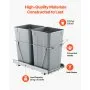 Double 27QTx2 Pullout Waste Container Under Cabinet Kitchen Bin Trash Can