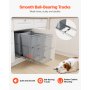 Double 27QTx2 Pullout Waste Container Under Cabinet Kitchen Bin Trash Can