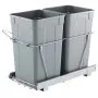 Double 27QTx2 Pullout Waste Container Under Cabinet Kitchen Bin Trash Can