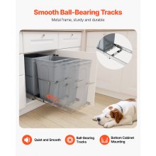 Double 27QTx2 Pullout Waste Container Under Cabinet Kitchen Bin Trash Can