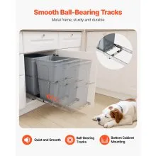 Double 27QTx2 Pullout Waste Container Under Cabinet Kitchen Bin Trash Can