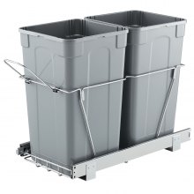 Double 27QTx2 Pullout Waste Container Under Cabinet Kitchen Bin Trash Can