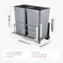 VEVOR Pull-Out Trash Can, 27 QT x2 Double Under Mount Kitchen Waste Container, Heavy Duty Garbage Recycling Bin with Door Kit and Soft Close Slide, for Kitchen Cabinet, Sink, Under Counter (Grey)
