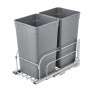 VEVOR Pull-Out Trash Can, 27 QT x2 Double Under Mount Kitchen Waste Container, Heavy Duty Garbage Recycling Bin with Door Kit and Soft Close Slide, for Kitchen Cabinet, Sink, Under Counter (Grey)