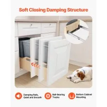 Double 35QTx2 Pullout Waste Container Under Cabinet Kitchen Bin Trash Can