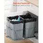 VEVOR Pullout Trash Can for Kitchen Cabinets, Double Under Sink Garbage Waste Recycling Bin, Under Mount Waste Container, with Heavy Duty Metal Full Extension Sliding System and Handle