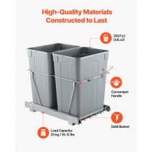 Double 35QTx2 Pullout Waste Container Under Cabinet Kitchen Trash Can Soft Close