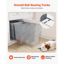 Double 35QTx2 Pullout Waste Container Under Cabinet Kitchen Trash Can Soft Close