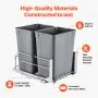 Double Pullout Waste Container Kitchen Trash Can with Soft Close Grey 35QTx2
