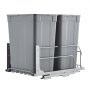 VEVOR Pull-Out Trash Can, 35 QT x2 Double Under Mount Kitchen Waste Container, Heavy Duty Garbage Recycling Bin with Door Kit and Soft Close Slide, for Kitchen Cabinet, Sink, Under Counter (Grey)