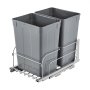 VEVOR Pull-Out Trash Can, 35 QT x2 Double Under Mount Kitchen Waste Container, Heavy Duty Garbage Recycling Bin with Door Kit and Soft Close Slide, for Kitchen Cabinet, Sink, Under Counter (Grey)