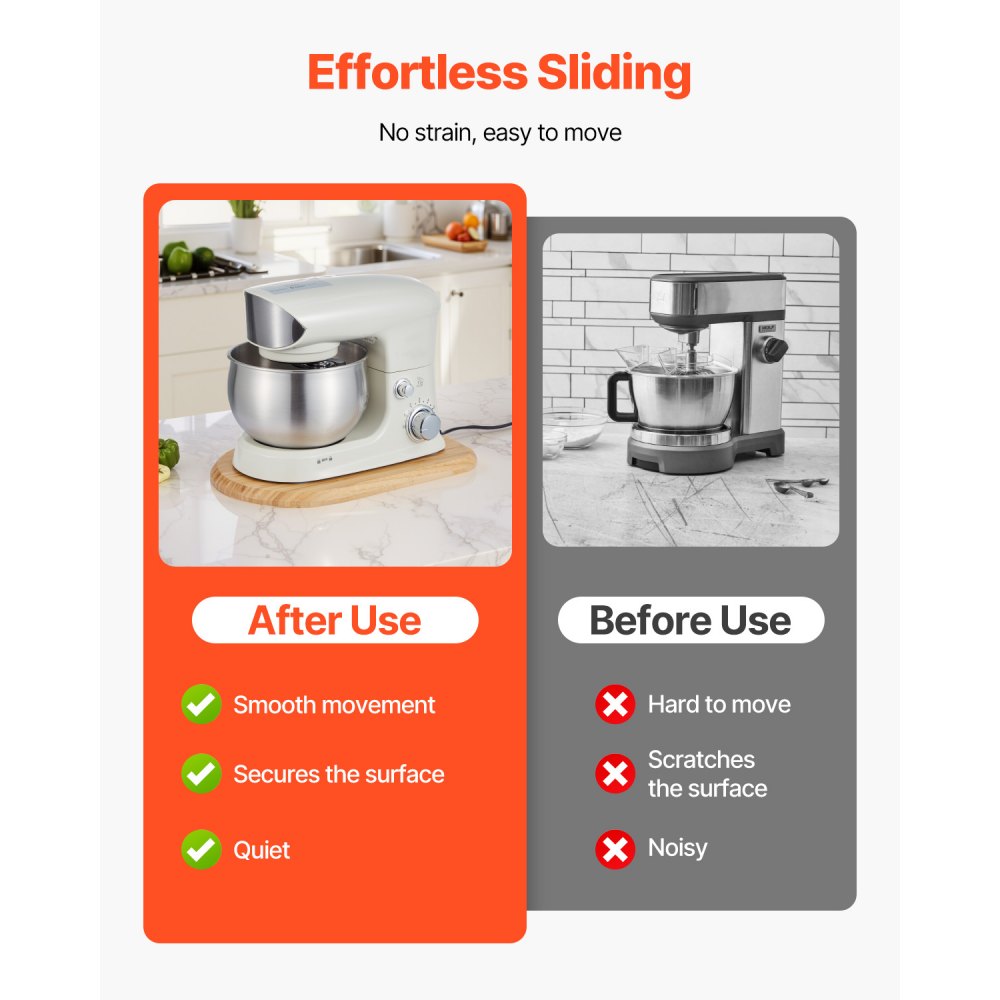 VEVOR Mixer Slider, Oval 14.5 x 9.4-inch, Appliance Slider Compatible with Tilt Head 4.5-5 Qt Stand Mixer, PTFE Feet, Kitchen Countertop Storage Mover Sliding Tray, Natural Wood