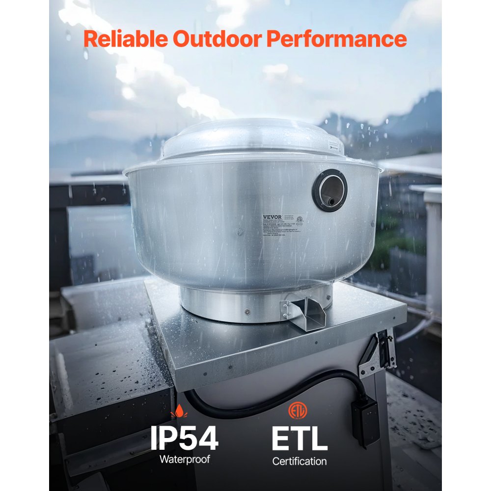 VEVOR Commercial Kitchen Exhaust Fan, 2200 CFM Restaurant Canopy Hood Exhaust Fan,  0.75HP 560W Direct Drive Food Truck Hood Vent, High Speed & Low Noise, for Warehouse, Agriculture