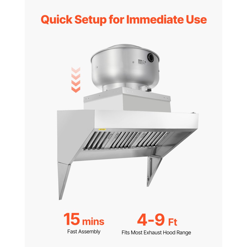 VEVOR Commercial Kitchen Exhaust Fan, 2200 CFM Restaurant Canopy Hood Exhaust Fan,  0.75HP 560W Direct Drive Food Truck Hood Vent, High Speed & Low Noise, for Warehouse, Agriculture