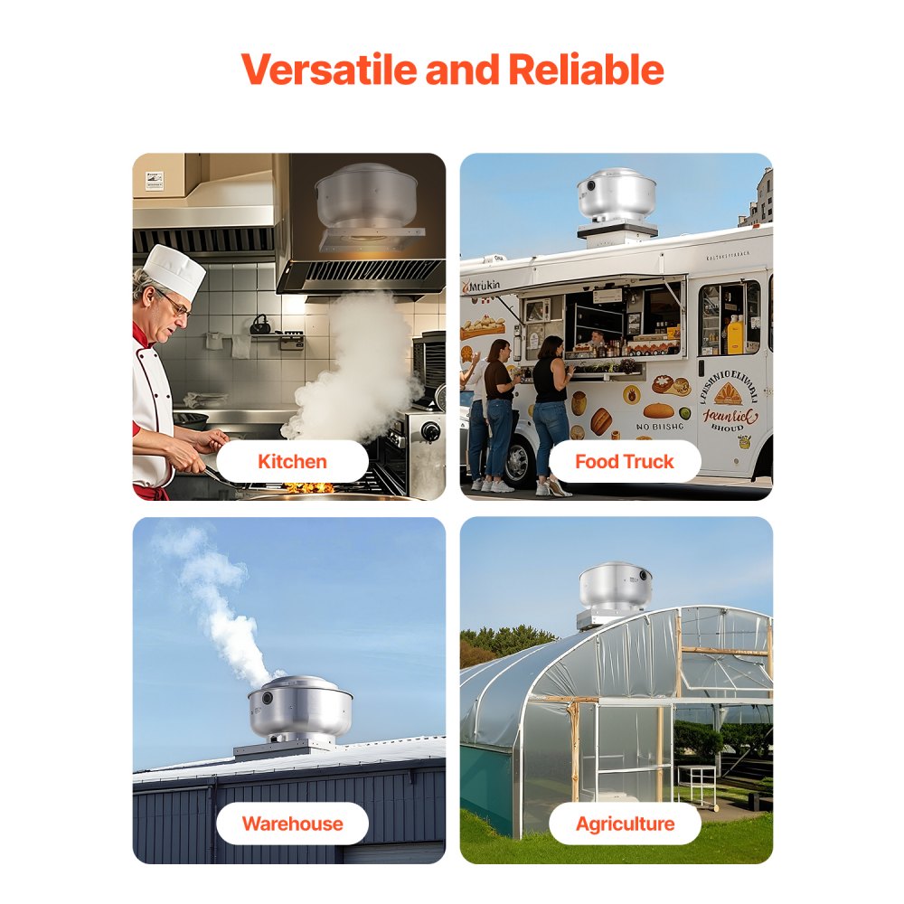 VEVOR Commercial Kitchen Exhaust Fan, 2200 CFM Restaurant Canopy Hood Exhaust Fan,  0.75HP 560W Direct Drive Food Truck Hood Vent, High Speed & Low Noise, for Warehouse, Agriculture