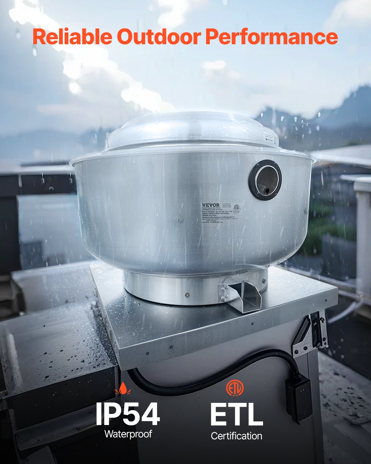 VEVOR Commercial Kitchen Exhaust Fan, 2200 CFM Restaurant Canopy Hood Exhaust Fan,  0.75HP 560W Direct Drive Food Truck Hood Vent, High Speed & Low Noise, for Warehouse, Agriculture