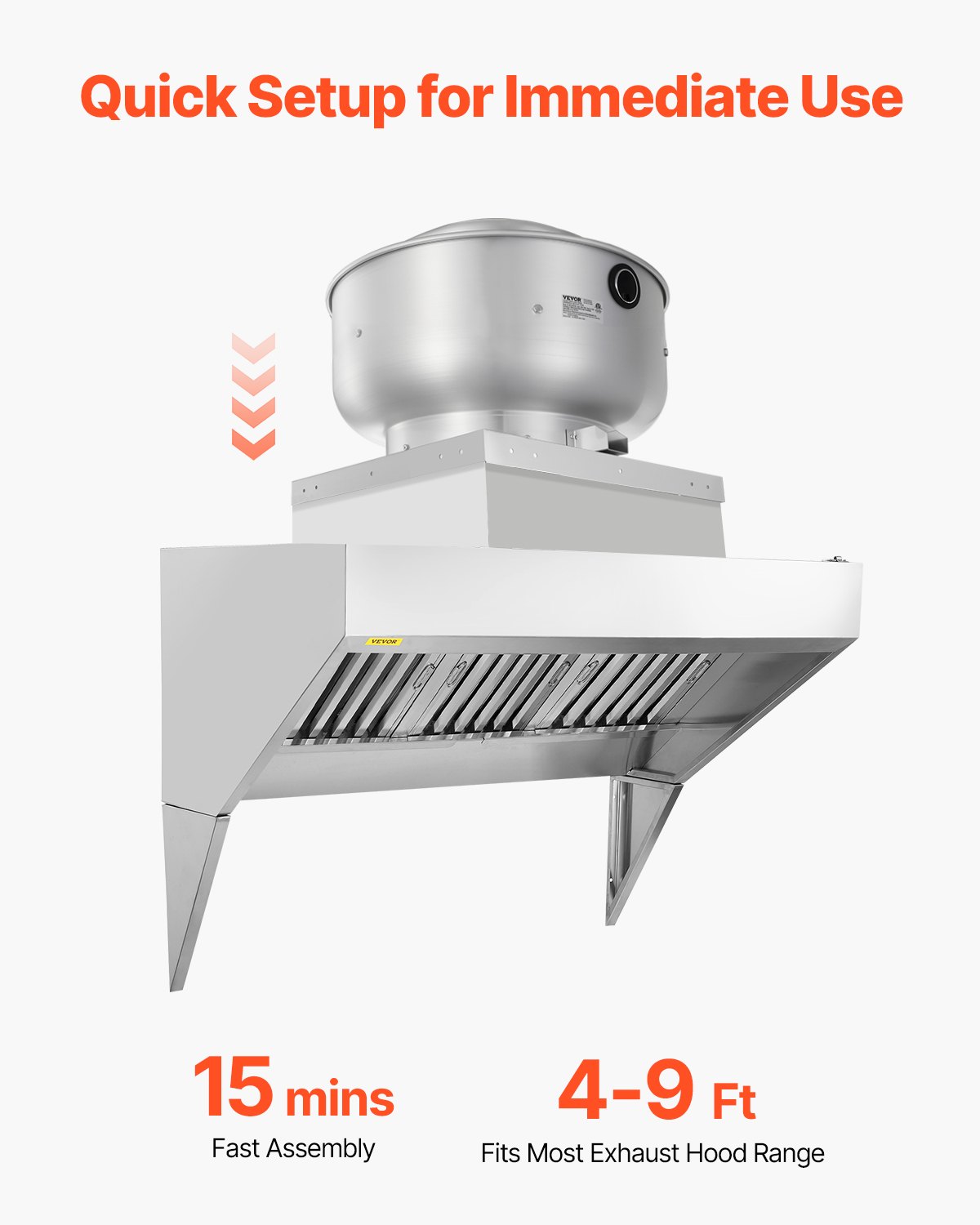 VEVOR Commercial Kitchen Exhaust Fan, 2200 CFM Restaurant Canopy Hood Exhaust Fan,  0.75HP 560W Direct Drive Food Truck Hood Vent, High Speed & Low Noise, for Warehouse, Agriculture