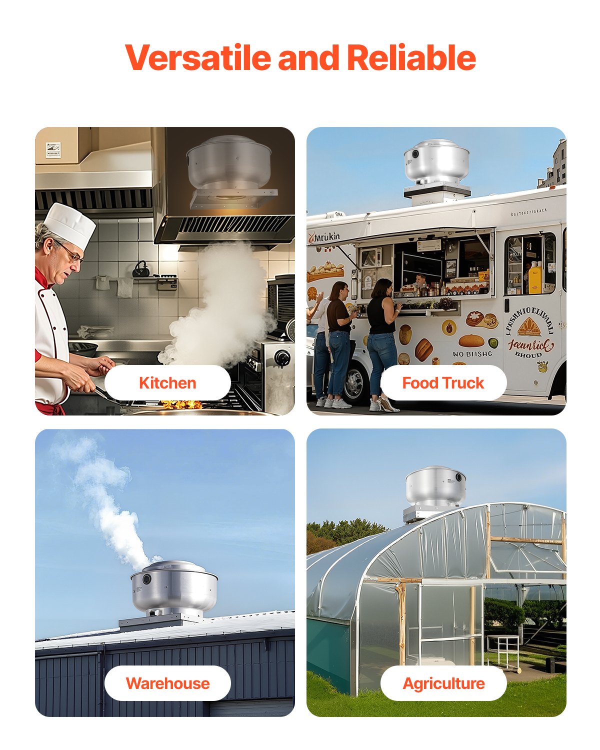 VEVOR Commercial Kitchen Exhaust Fan, 2200 CFM Restaurant Canopy Hood Exhaust Fan,  0.75HP 560W Direct Drive Food Truck Hood Vent, High Speed & Low Noise, for Warehouse, Agriculture