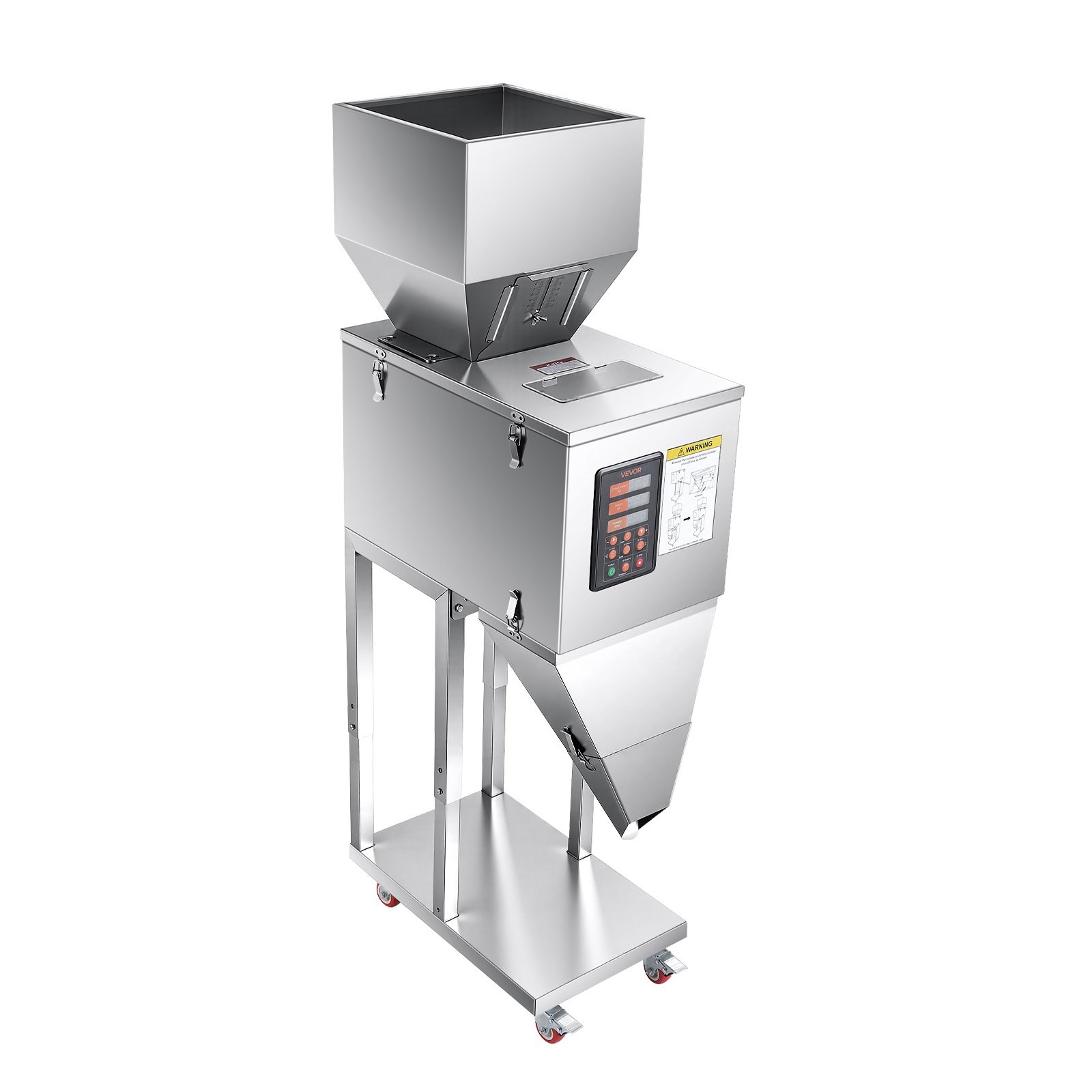 VEVOR Powder Filling Machine, 10-999g Automatic Particle Dispenser, Premium Stainless Steel, Intelligent Weighing Dispensing Filler with Foot Pedal, for Coffee Beans, Grains, Tea, Spices, Silver