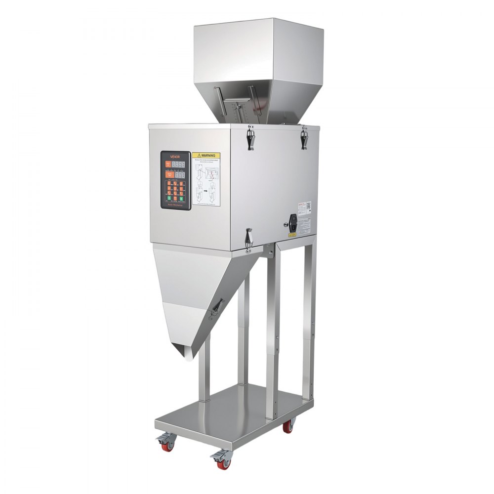 VEVOR Powder Filling Machine, 20-3000g (0.04 - 6.61lbs) Automatic Particle Dispenser, Stainless Steel, Smart Weighing Dispensing Filler w/ Foot Pedal, for Coffee Beans, Grains, Tea, Spices, Silver