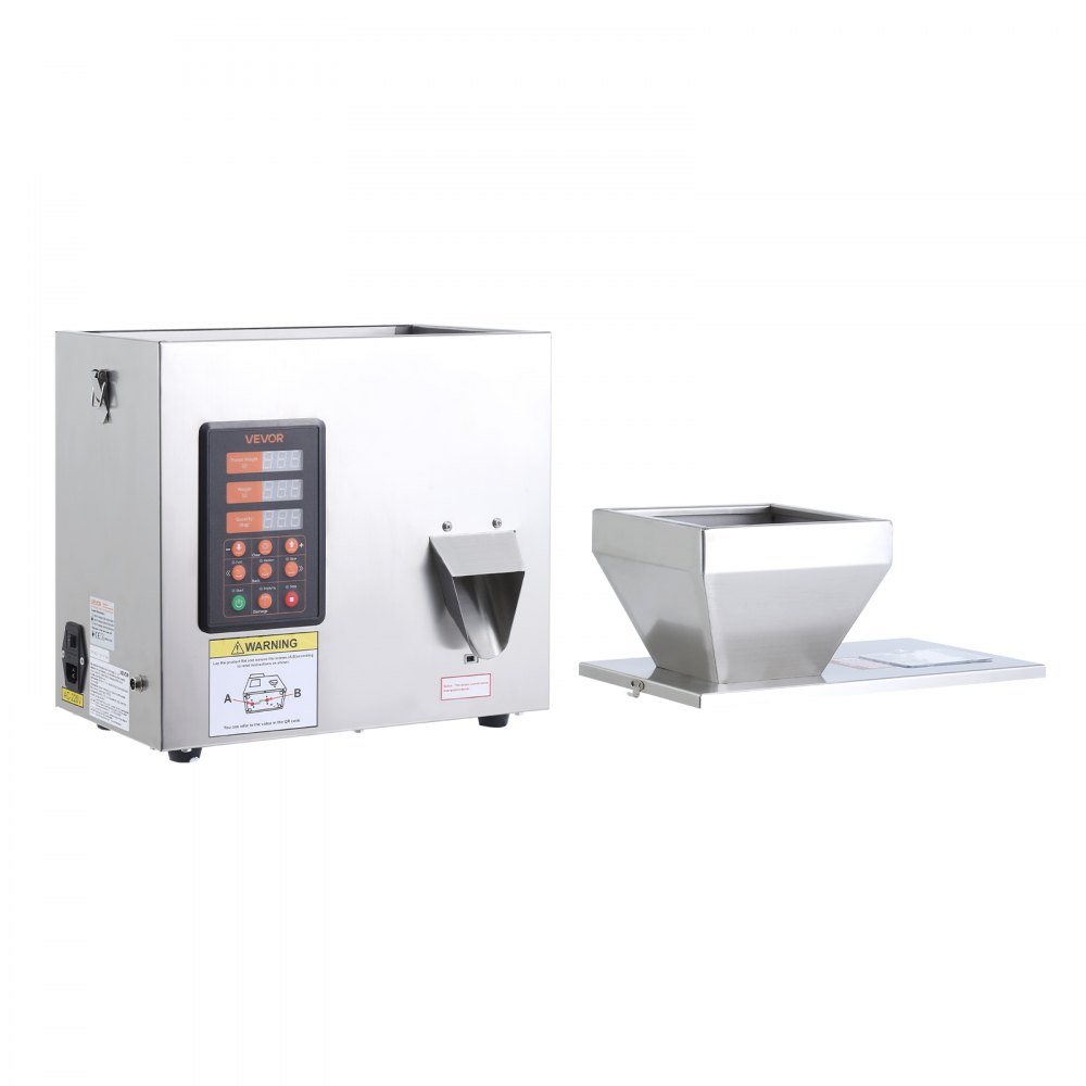 VEVOR Powder Filling Machine, 1-99.9g Automatic Particle Dispenser, High Accuracy, Premium Stainless Steel, Intelligent Weighing Dispensing Filler for Coffee Beans, Grains, Tea, Spices, Silver