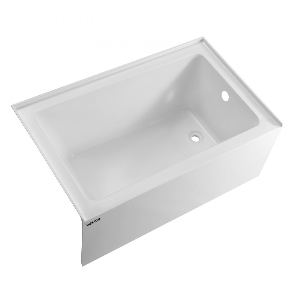 VEVOR Alcove Bathtub, 1219 x 762 mm Contemporary Alcove Acrylic Bathtub, Soaking Bath Tub with Right Hand Drain and Overflow Hole, Rectangular Deep Soak Tub for Bathroom with Integral Flange, White