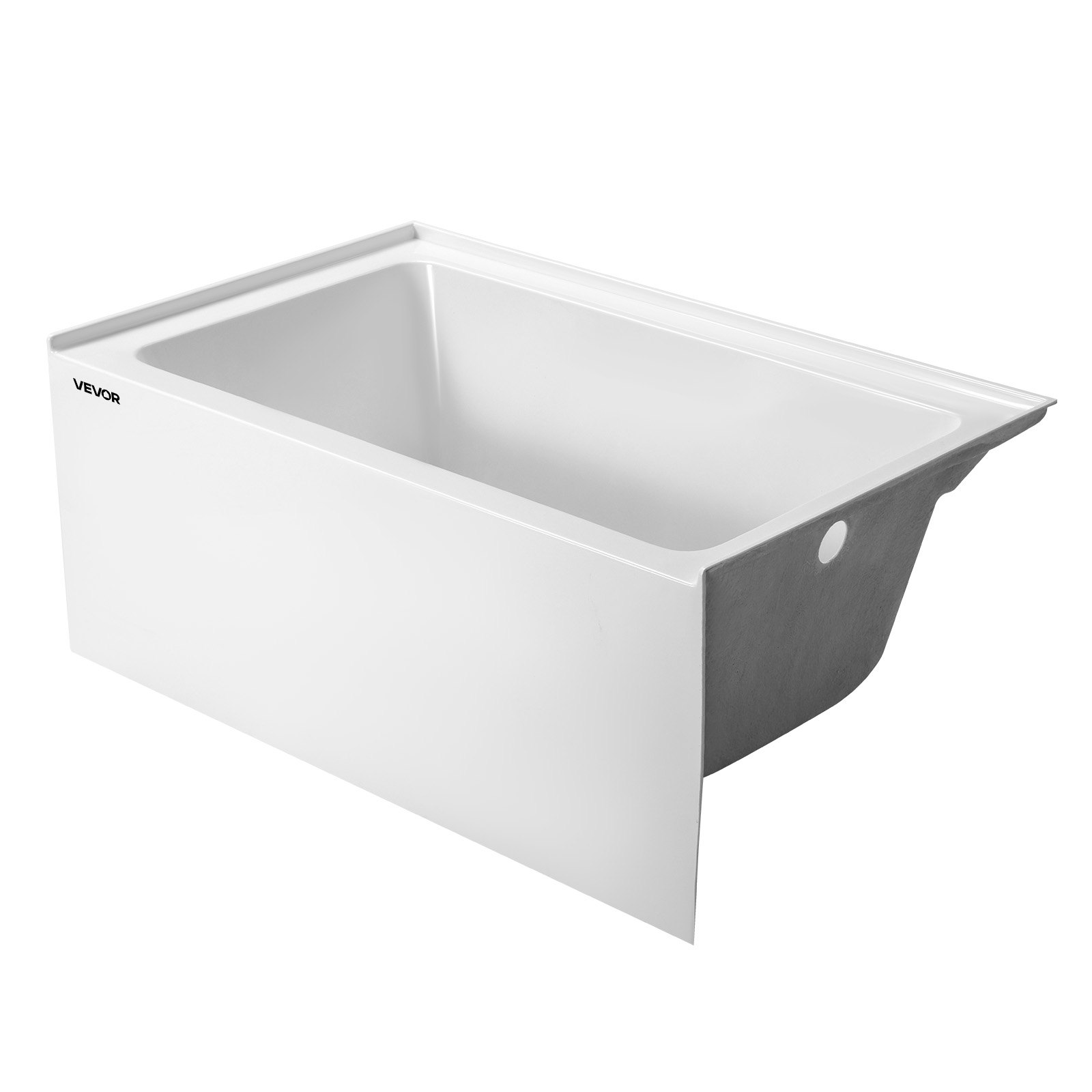 VEVOR Alcove Bathtub, 1219 x 762 mm Contemporary Alcove Acrylic Bathtub, Soaking Bath Tub with Right Hand Drain and Overflow Hole, Rectangular Deep Soak Tub for Bathroom with Integral Flange, White