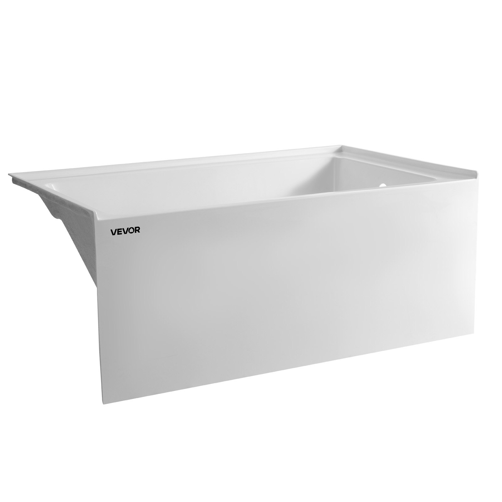VEVOR Alcove Bathtub, 1219 x 762 mm Contemporary Alcove Acrylic Bathtub, Soaking Bath Tub with Right Hand Drain and Overflow Hole, Rectangular Deep Soak Tub for Bathroom with Integral Flange, White