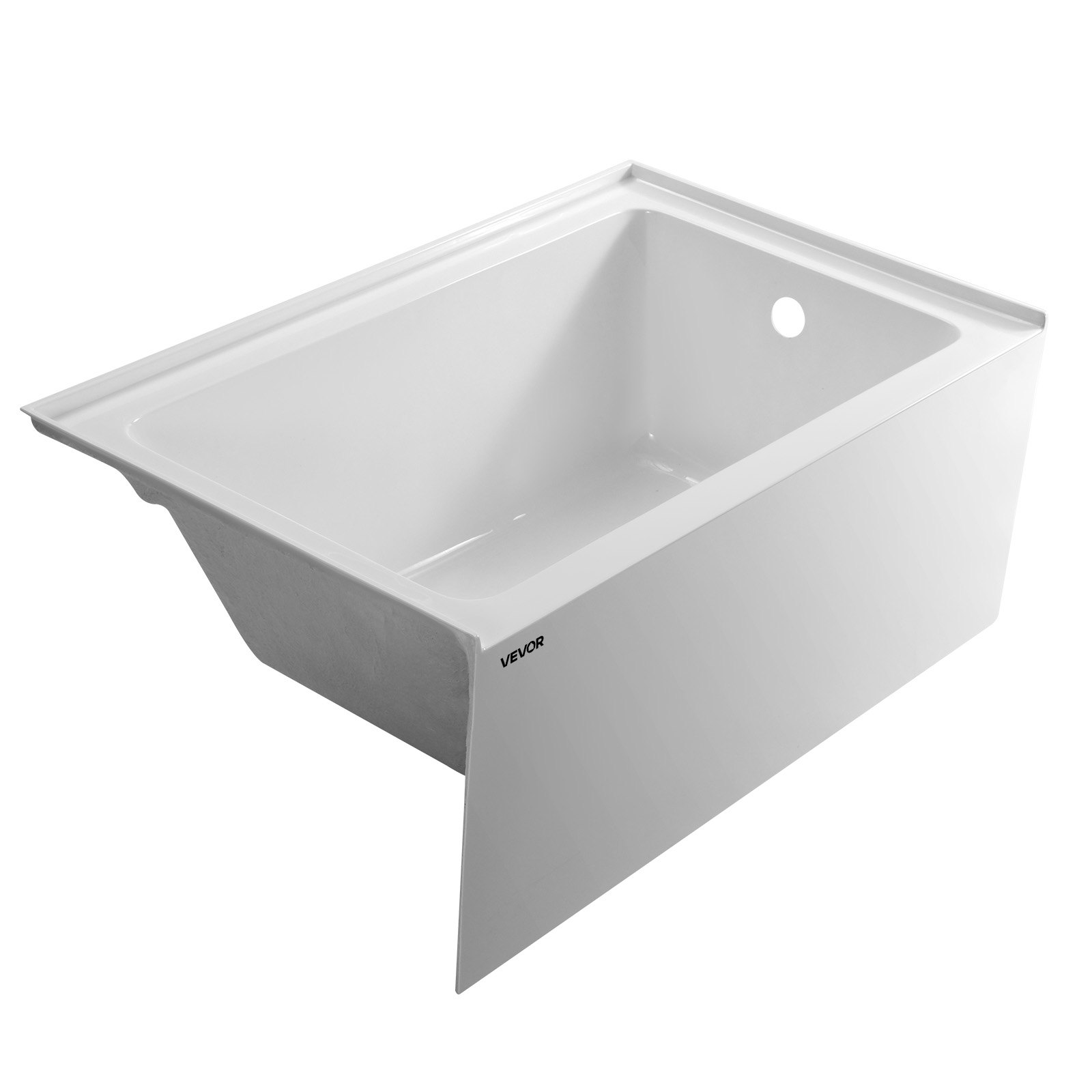 VEVOR Alcove Bathtub, 1219 x 762 mm Contemporary Alcove Acrylic Bathtub, Soaking Bath Tub with Right Hand Drain and Overflow Hole, Rectangular Deep Soak Tub for Bathroom with Integral Flange, White