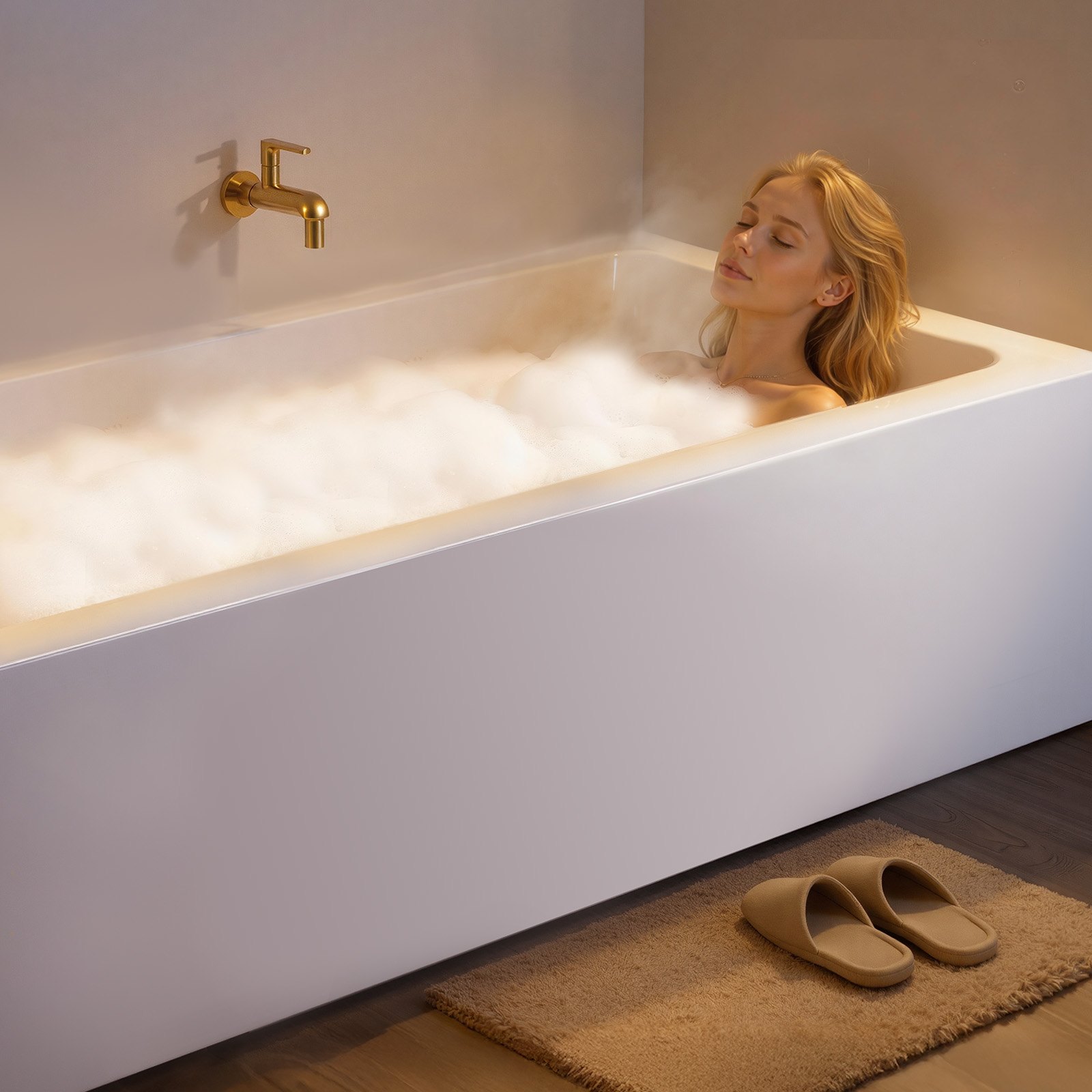 VEVOR Alcove Bathtub, 1524 x 762 mm Contemporary Alcove Acrylic Bathtub, Soaking Bath Tub with Left Hand Drain and Overflow Hole, Rectangular Deep Soak Tub for Bathroom with Integral Flange, White