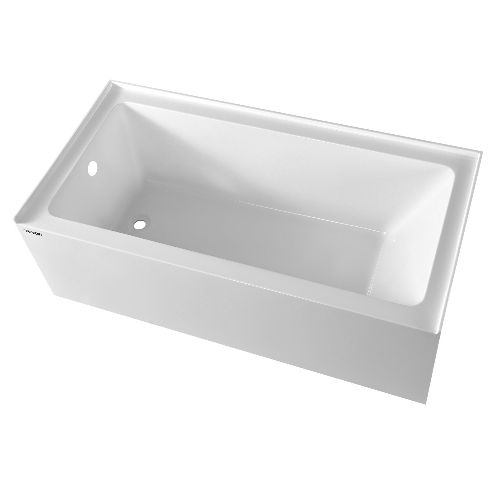 VEVOR Alcove Bathtub, 1524 x 762 mm Contemporary Alcove Acrylic Bathtub, Soaking Bath Tub with Left Hand Drain and Overflow Hole, Rectangular Deep Soak Tub for Bathroom with Integral Flange, White