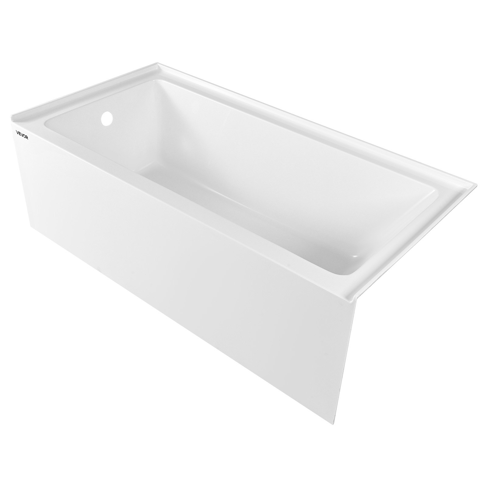 VEVOR Alcove Bathtub, 1524 x 762 mm Contemporary Alcove Acrylic Bathtub, Soaking Bath Tub with Left Hand Drain and Overflow Hole, Rectangular Deep Soak Tub for Bathroom with Integral Flange, White