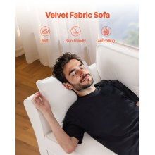 Loveseat Sofa 69-Inch Velvet Fabric 2-Seats Couch with Sinuous Spring White