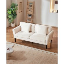 Loveseat Sofa 69-Inch Velvet Fabric 2-Seats Couch with Sinuous Spring White
