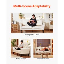 Loveseat Sofa 69-Inch Velvet Fabric 2-Seats Couch with Sinuous Spring White