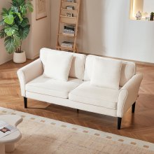 Loveseat Sofa 69-Inch Velvet Fabric 2-Seats Couch with Sinuous Spring White
