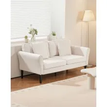 VEVOR Loveseat Sofa, 69-Inch Small Sofa Couch for Living Room, Velvet Fabric 2-Seats Couch with Sinuous Spring, Soft Cushions and Sturdy Frame, Comfy Loveseat for Bedroom, Office or Apartment, White